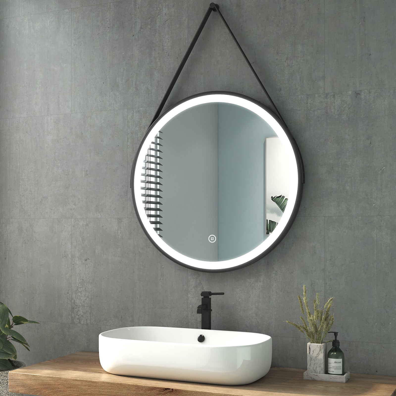 Heilmetz Miroir Salle De Bain Rond Avec Éclairage 70cm, Miroir LED