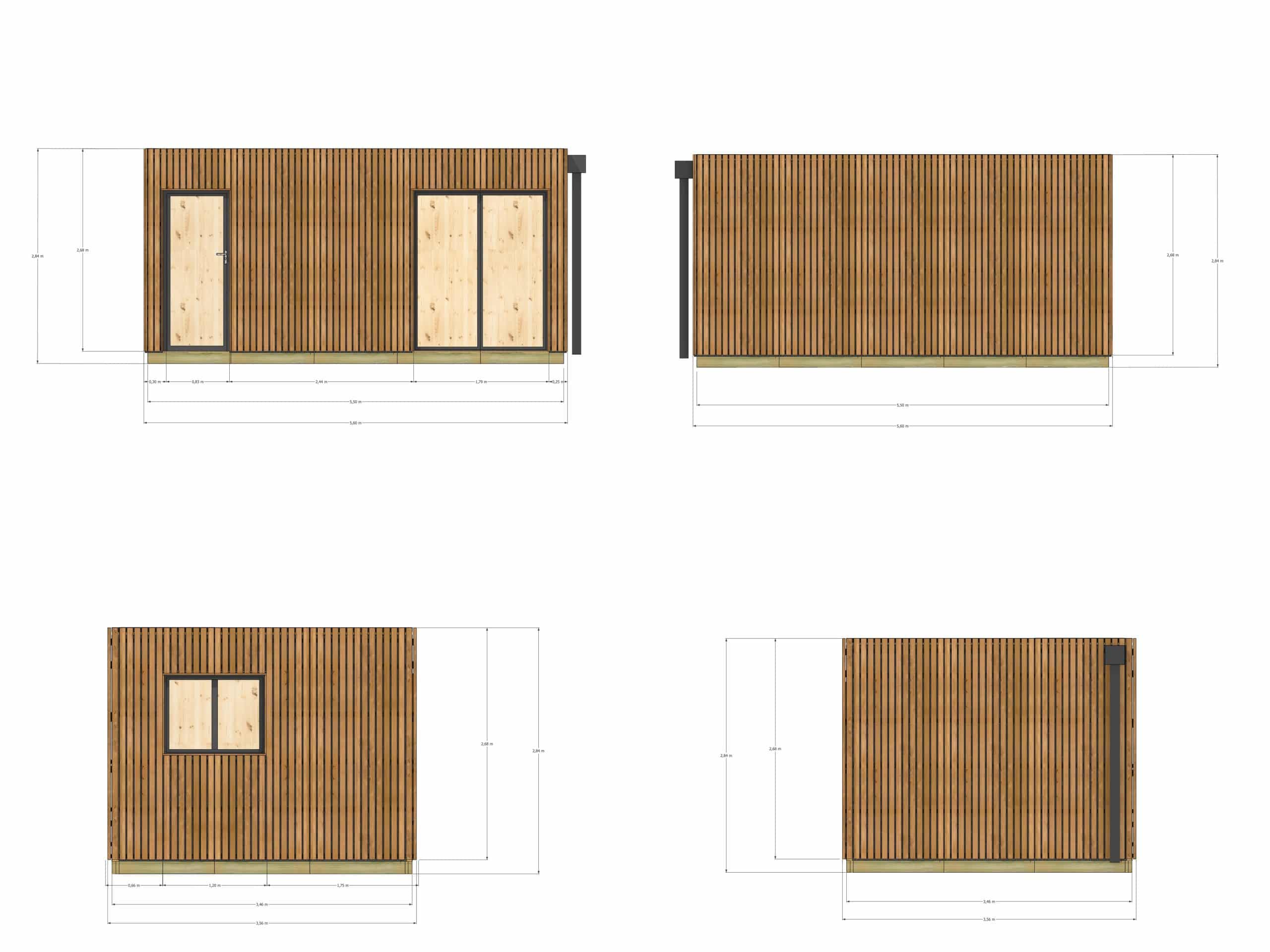 Studio de jardin locatif en bois 5,5 x 3,5 x 2,7 m avec plancher isolé / menuiseries alu k-line - 4