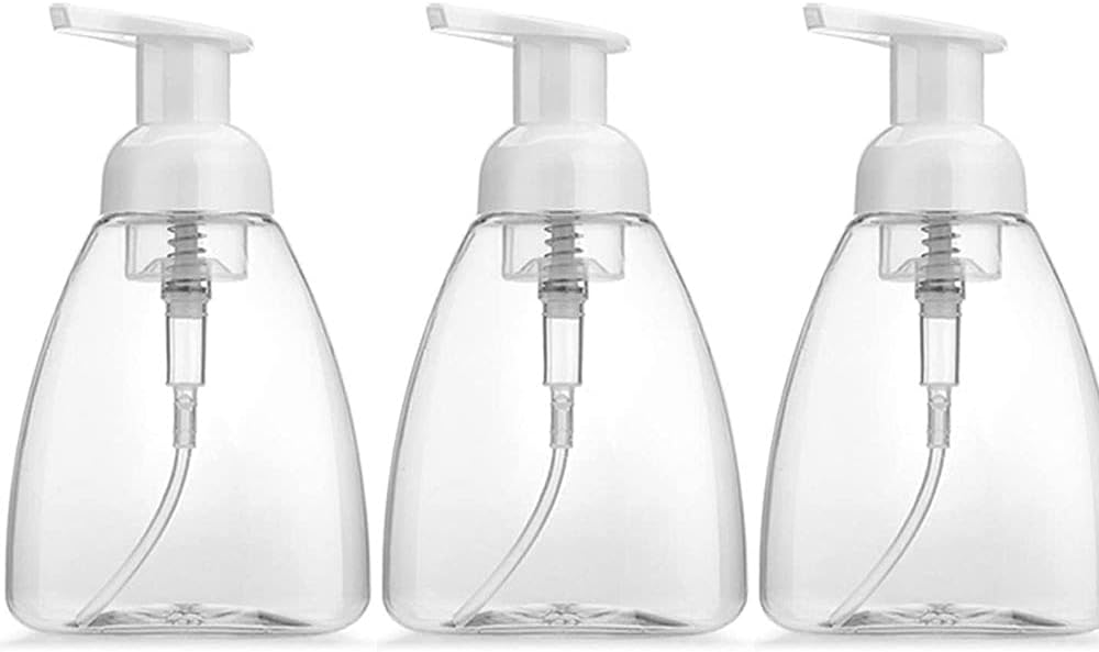 Zestaw 3 pustych, napełnianych, przezroczystych plastikowych dozowników do mydła w pianie o pojemności 250 ml, idealnych do zlewów kuchennych i