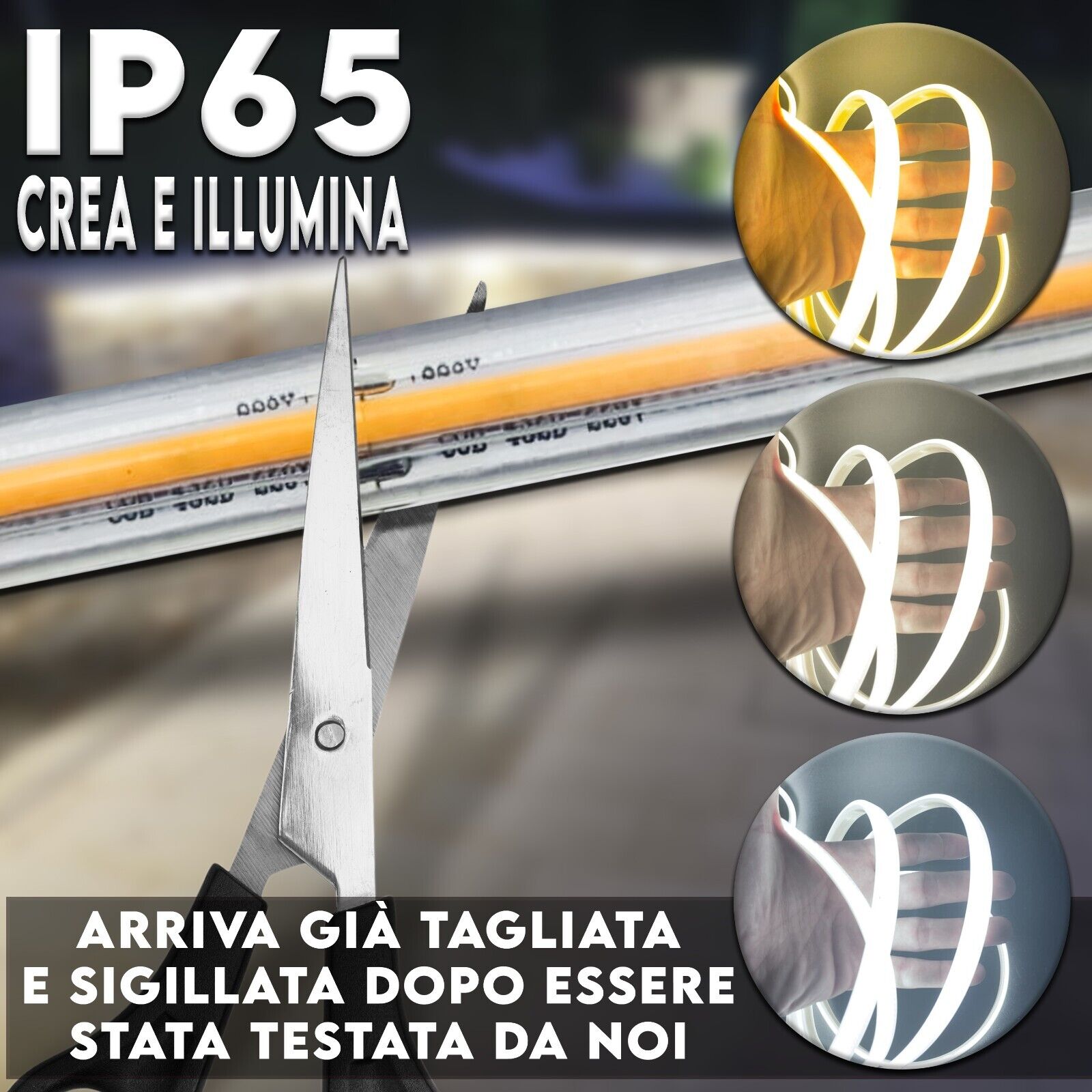 Striscia Led Cob 220V Alta Luminosità 288 Luci al Metro Ip65 Impermeabile Luce Effetto Neon Diverse Misure e Colori Decorazione COB 1MT 6500K - 4