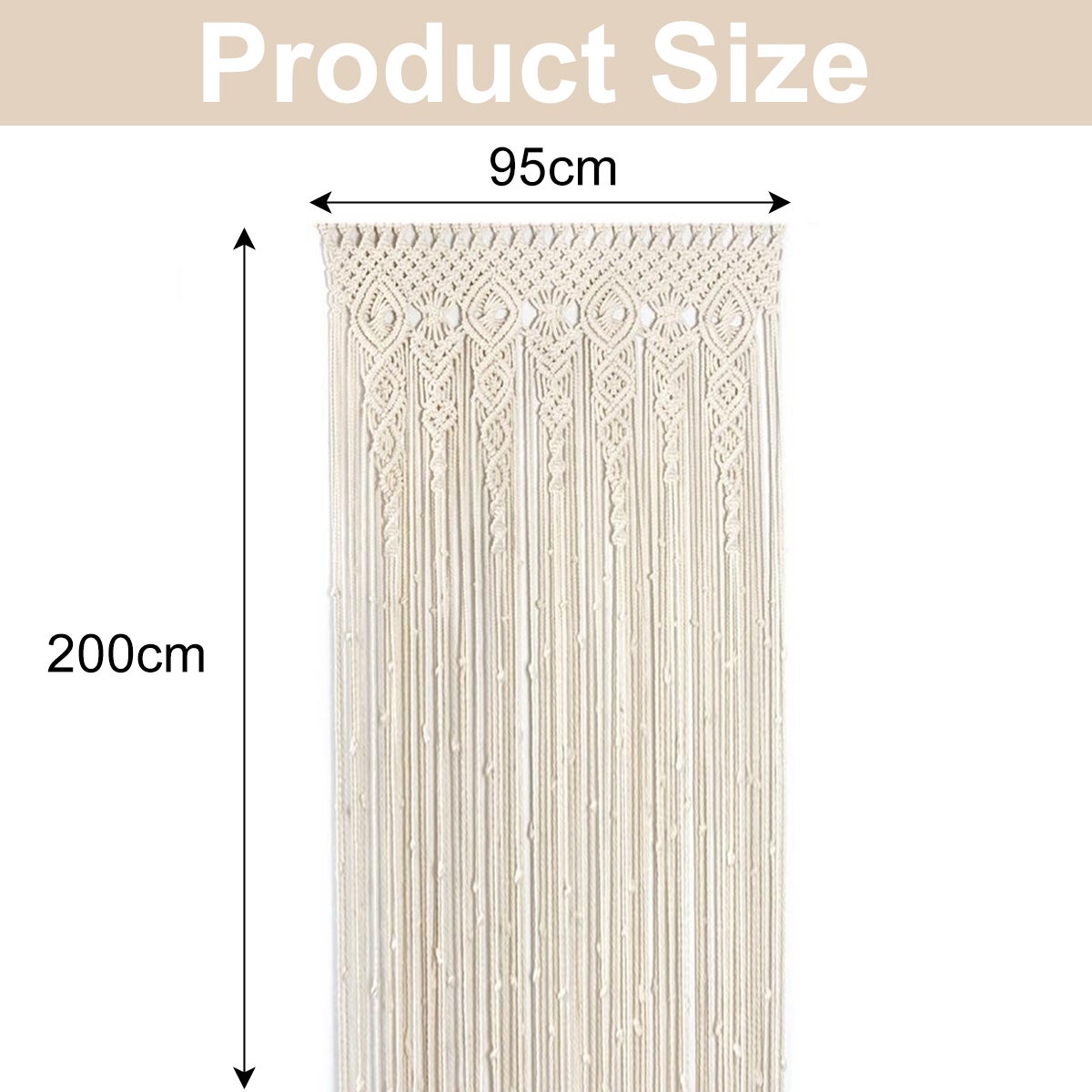 95X200cm Macrame wall tapestry, woven in Macrame for door, room divider, window curtain, door curtain, wedding background, Bohemian wall decoration - 4