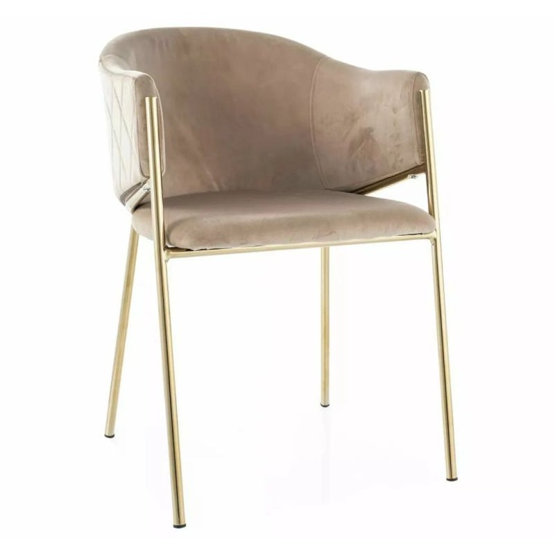 Krzesło tapicerowane BONO VELVET beżowe/złote