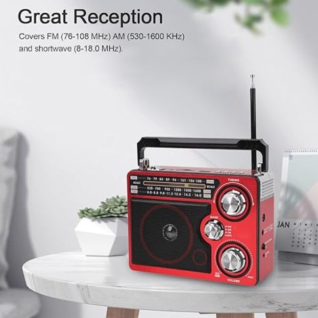 Radio portable à ondes courtes complète, AM FM SW LW World Band DSP, bonne réception, longue antenne télescopique pour usage intérieur/extérieur - 4