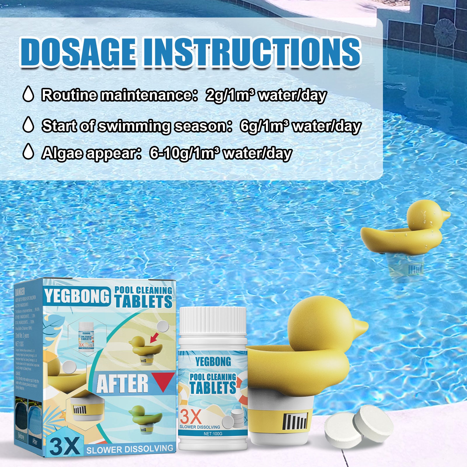 Comprimés effervescents pour le nettoyage des piscines, nettoyant pour l'eau à dissolution rapide et détachant - 5