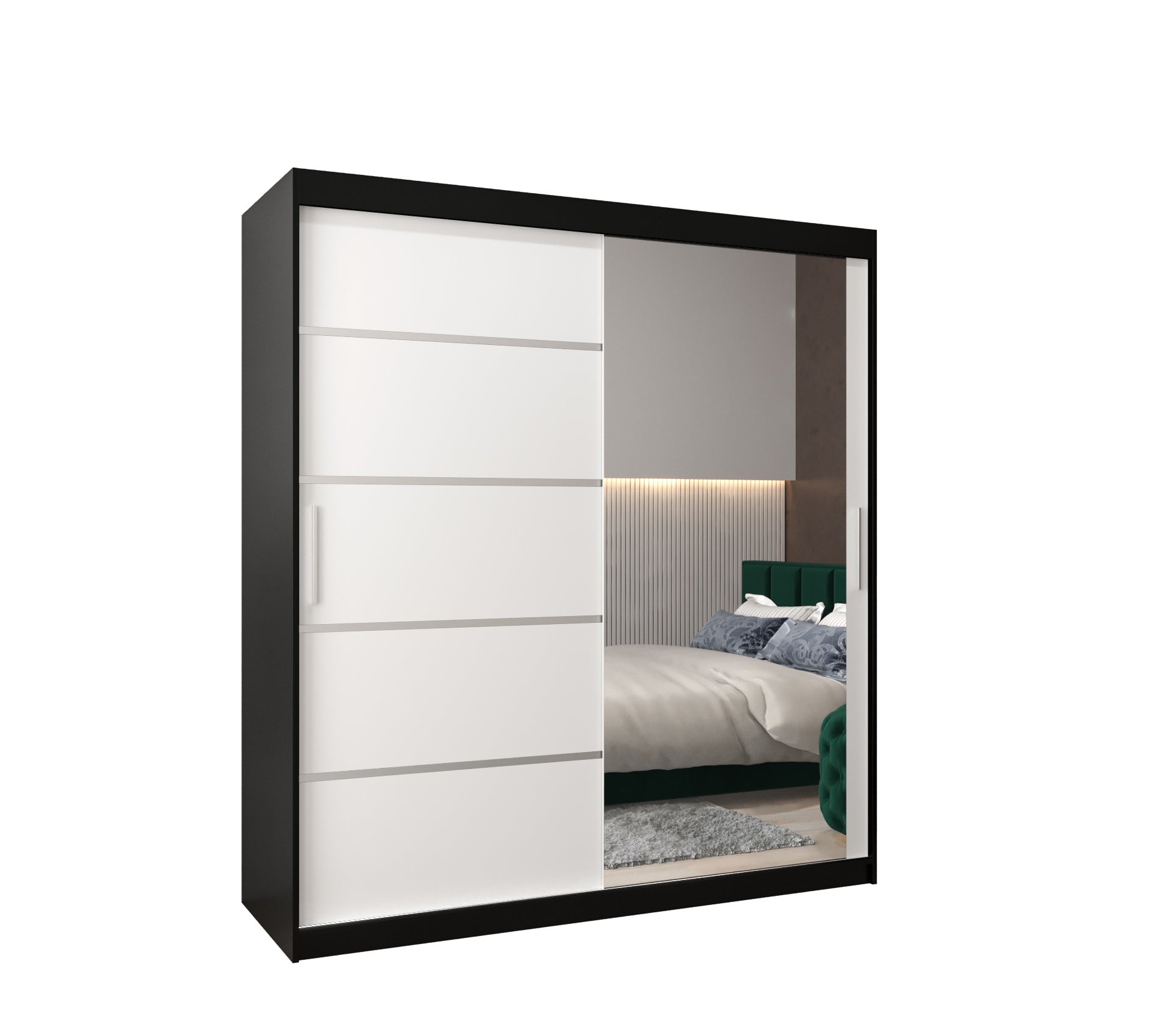 Szafa przesuwna garderoba Verona 2 180 x 62 x 200 cm Czarny + Biały - Abiks Meble