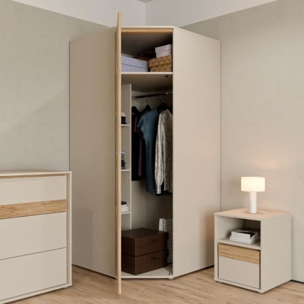 Armoire d'angle - WEXLIN - Décor Sable - 1 porte battante - L92,2 x P92,2 x H193,7 cm - 2