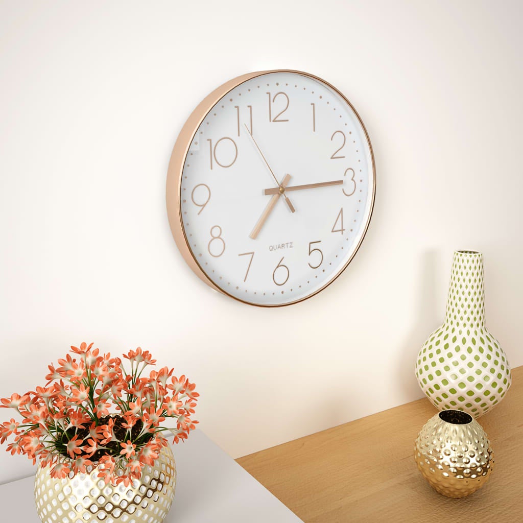 Vidaxl Reloj De Pared 30 Cm Rosa/Dorado , Leroy Merlin