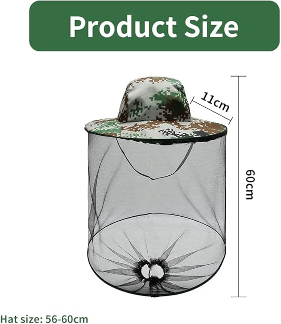 Chapeau avec moustiquaire, filet anti-insectes, filet de protection du visage pour apiculteur, chapeau de protection solaire, chapeau en filet - 2