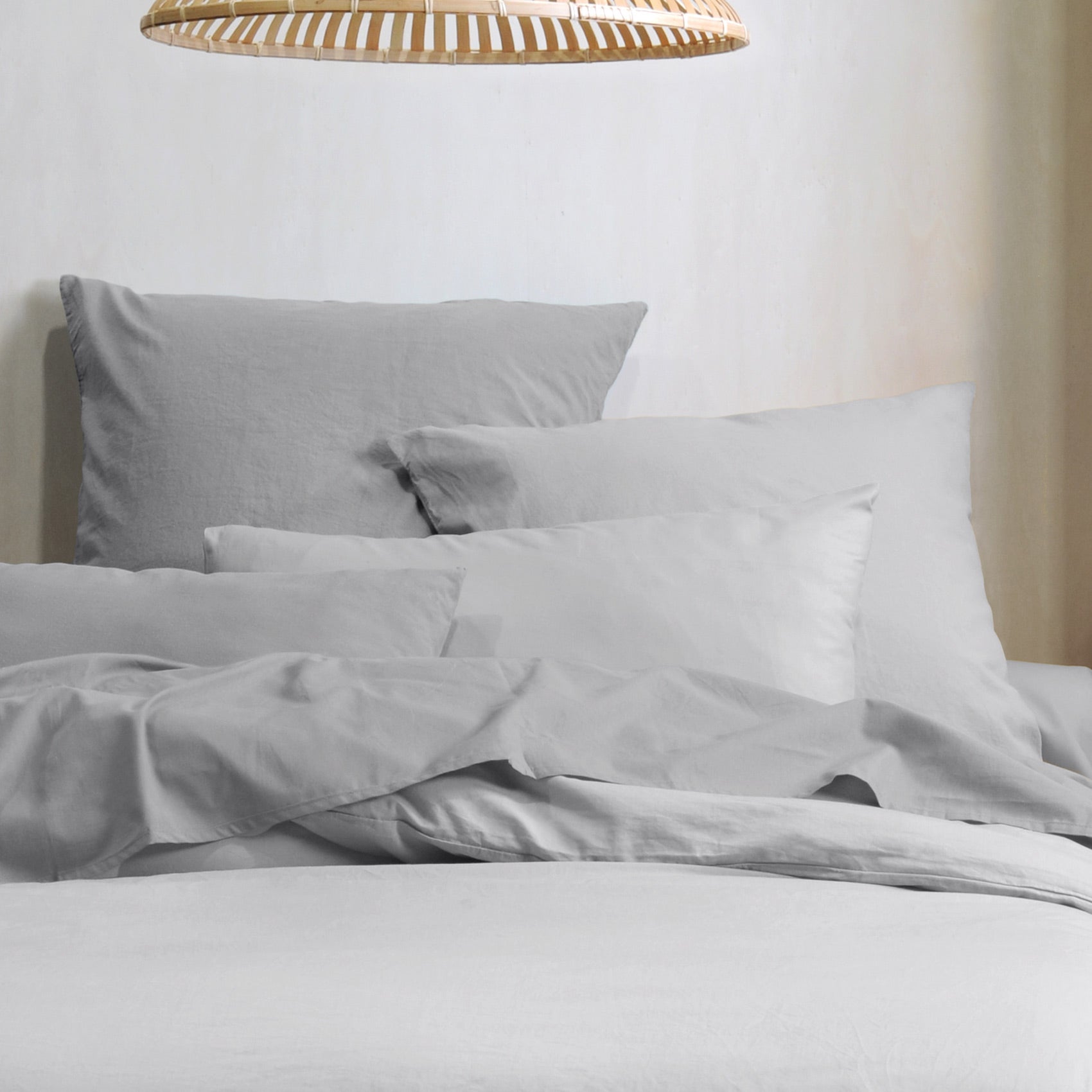Taie d'oreiller unie en coton bio - Gris Perle - 65x65 cm - Coton - 3