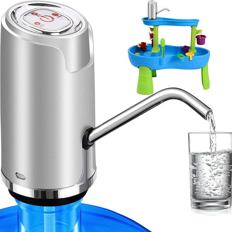 Pompa do wody butelkowanej, elektryczny dystrybutor wody, uniwersalna pompka do wody pitnej, z ładowaniem USB, srebrna