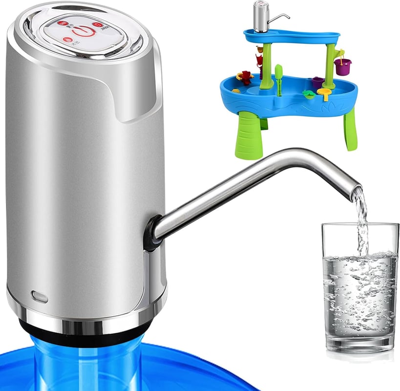 Pompa do wody butelkowanej, elektryczny dystrybutor wody, uniwersalna pompka do wody pitnej, z ładowaniem USB, srebrna