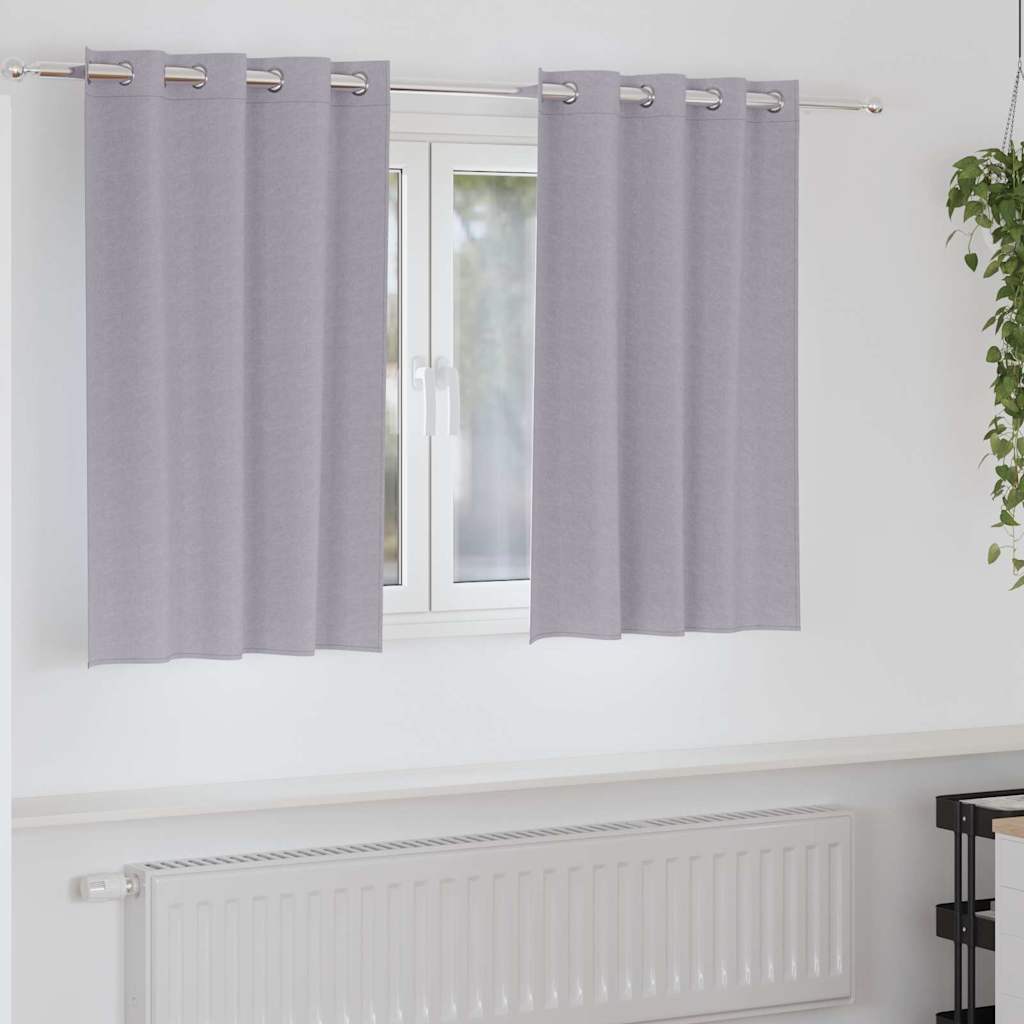 Firany blackout z kółkami 2 pcs Metaliczny Szary 140 x 140 cm vidaXL