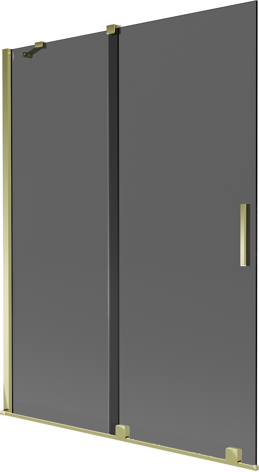 Mexen Velar parawan nawannowy 2-skrzydłowy rozsuwany 130 x 150 cm, grafit, złoty - 896-130-000-41-50