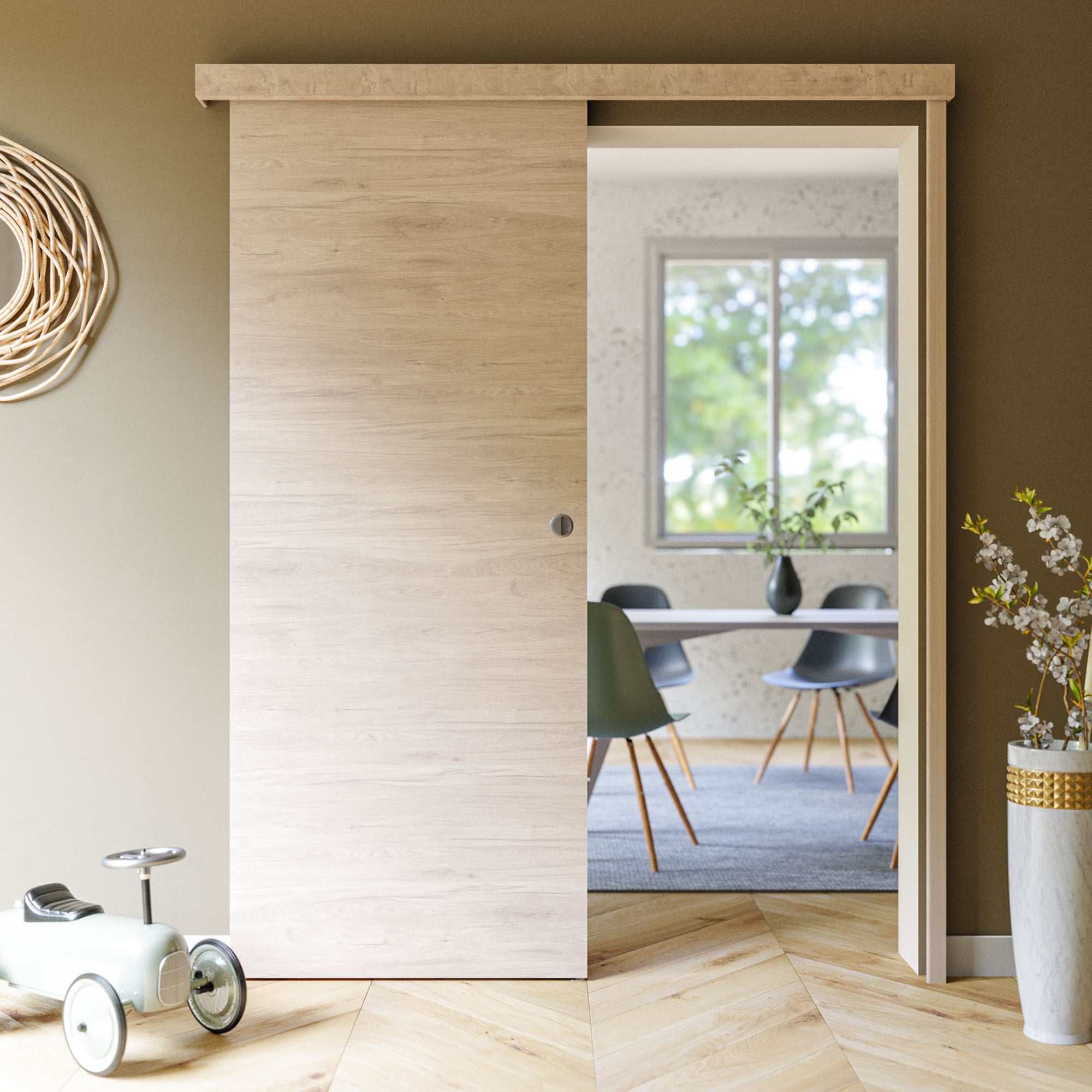 Porte Coulissante avec Rail - Denver 83 cm - Avec butée - 3