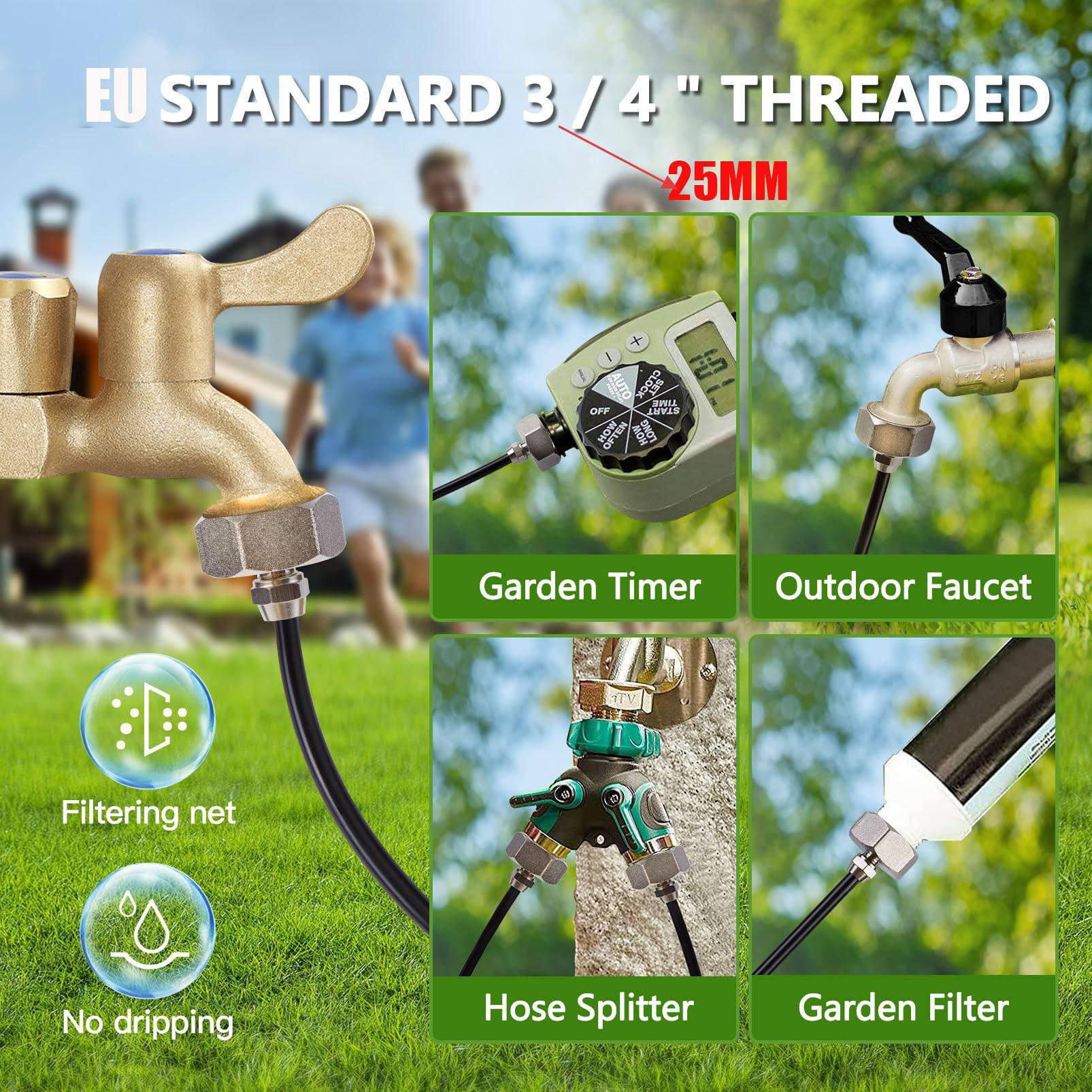 Pulvérisateur de terrasse extérieur avec filtre – Système de brumisation de 18 m, 18 buses de pulvérisation en laiton + adaptateur en laiton de 25 mm - 4