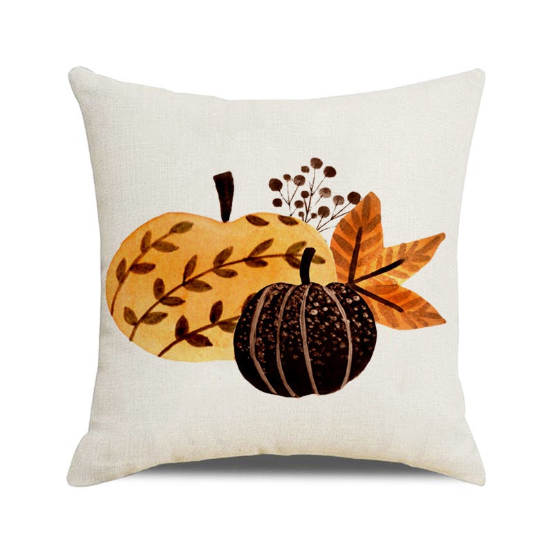 Lot de 4 housses de coussin décoratives d'automne, 45 x 45 cm, motif citrouille et feuille d'érable, pour décoration de canapé d'extérieur - 2