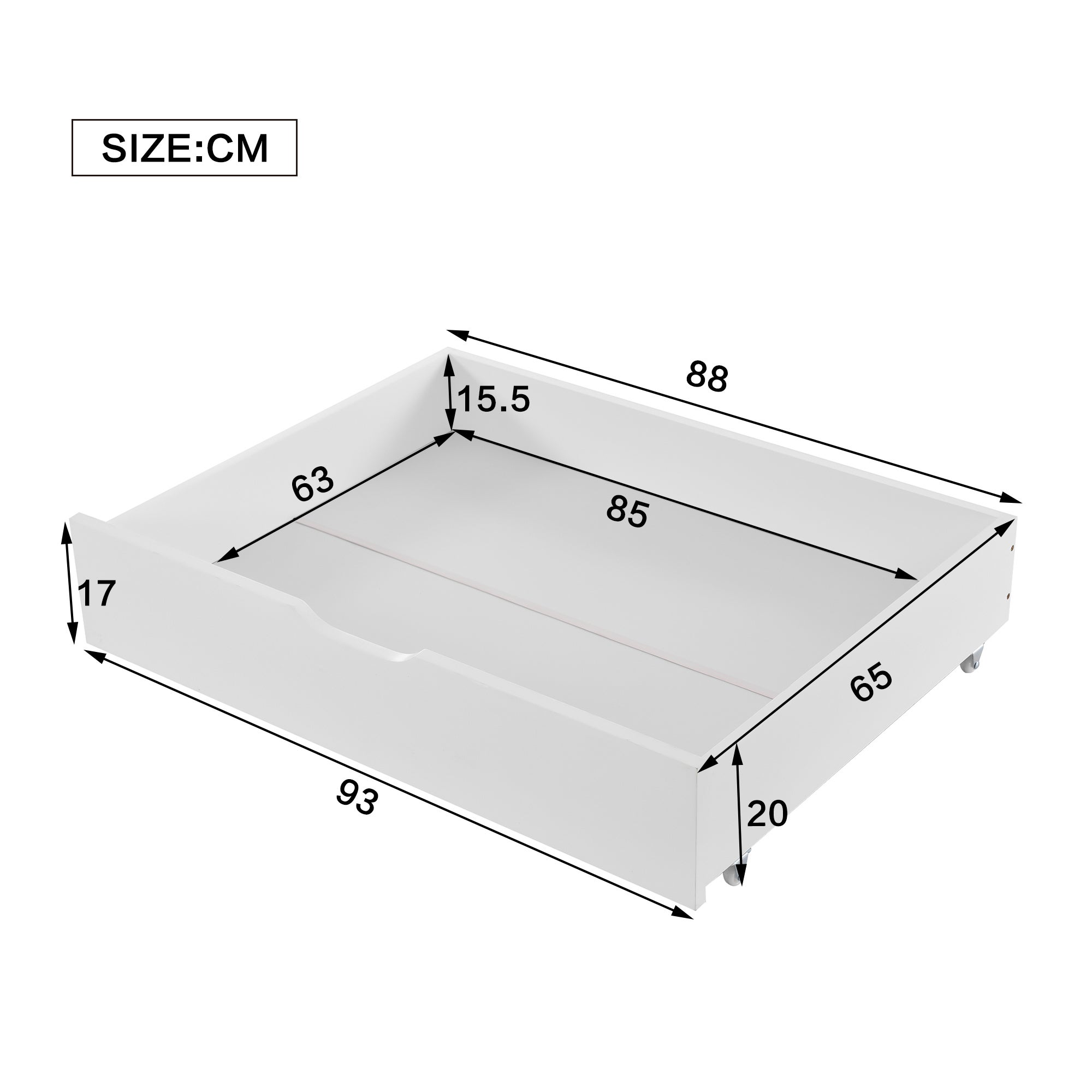 Lit superposé 90x200 cm - avec 2 tiroirs - avec des étagères ouvertes - Bois massif + MDF - Blanc (sans matelas) - 6