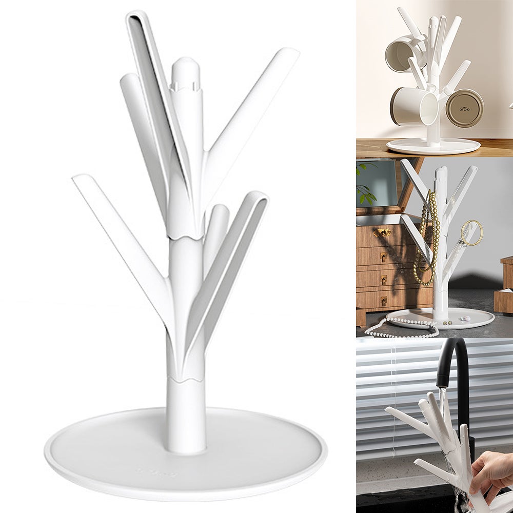 Stojak na kubki, 6 haczyków na duże kubki, łatwy do zawieszenia i postawienia uchwyt na kubki, stojący ekspozytor