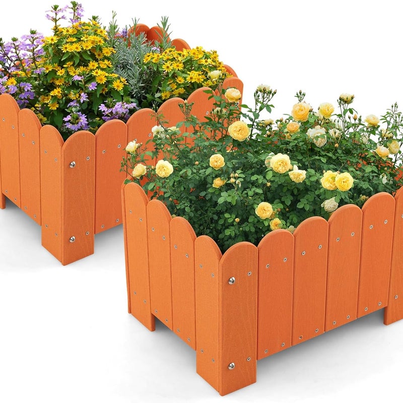 2 donice na rośliny, odporne na warunki atmosferyczne, HDPE, prostokątna skrzynka na kwiaty z otworami odpływowymi, (45 x 32 x 30 cm,