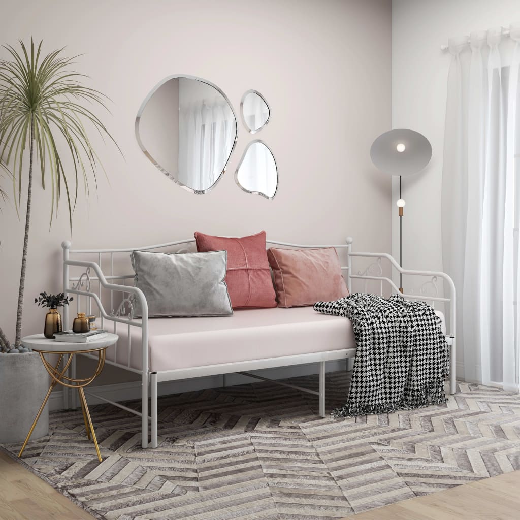 Sofá Cama Metálico Plegable Tidyard - Estructura De Metal Negro, Tamaño 90x200 Cm, Ideal Para Salón O Dormitorio De Invitados
