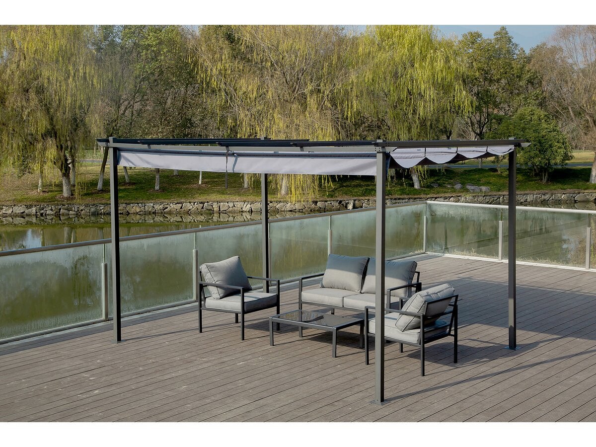 Pergola en aluminium avec toit rétractable - 3 x 4 m - Gris anthracite - 2