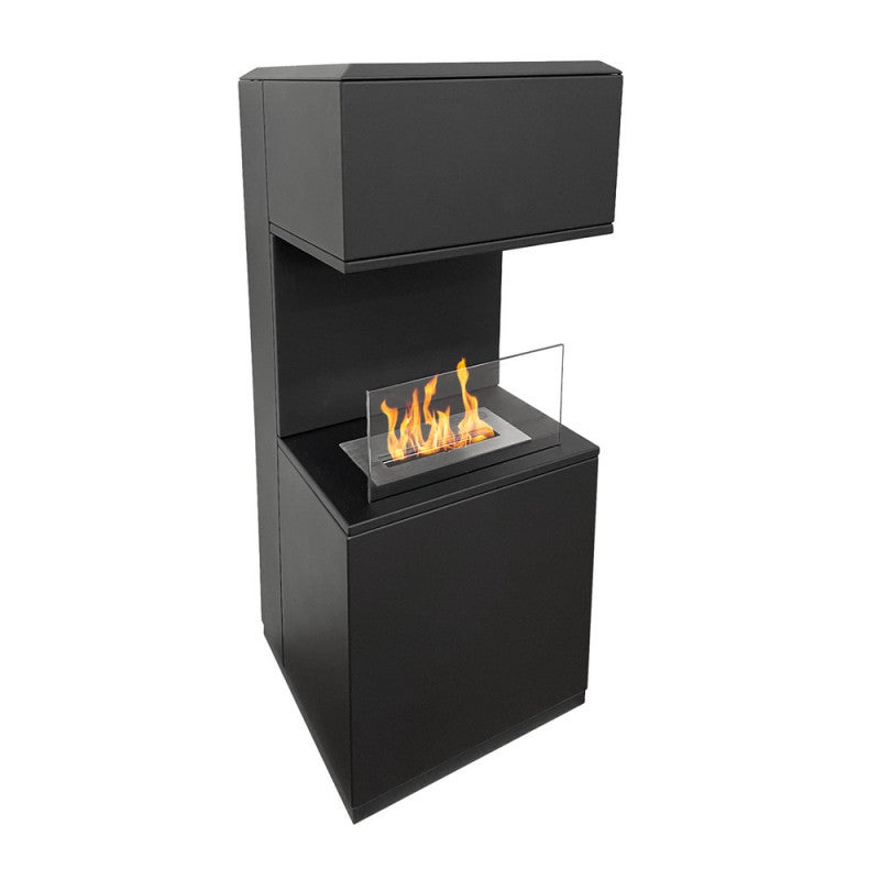 Kominek bioetanolowy Oslo, wolnostojący biokominek ze stali czarnej, dł. 38xgł. 38xwys. 100 cm