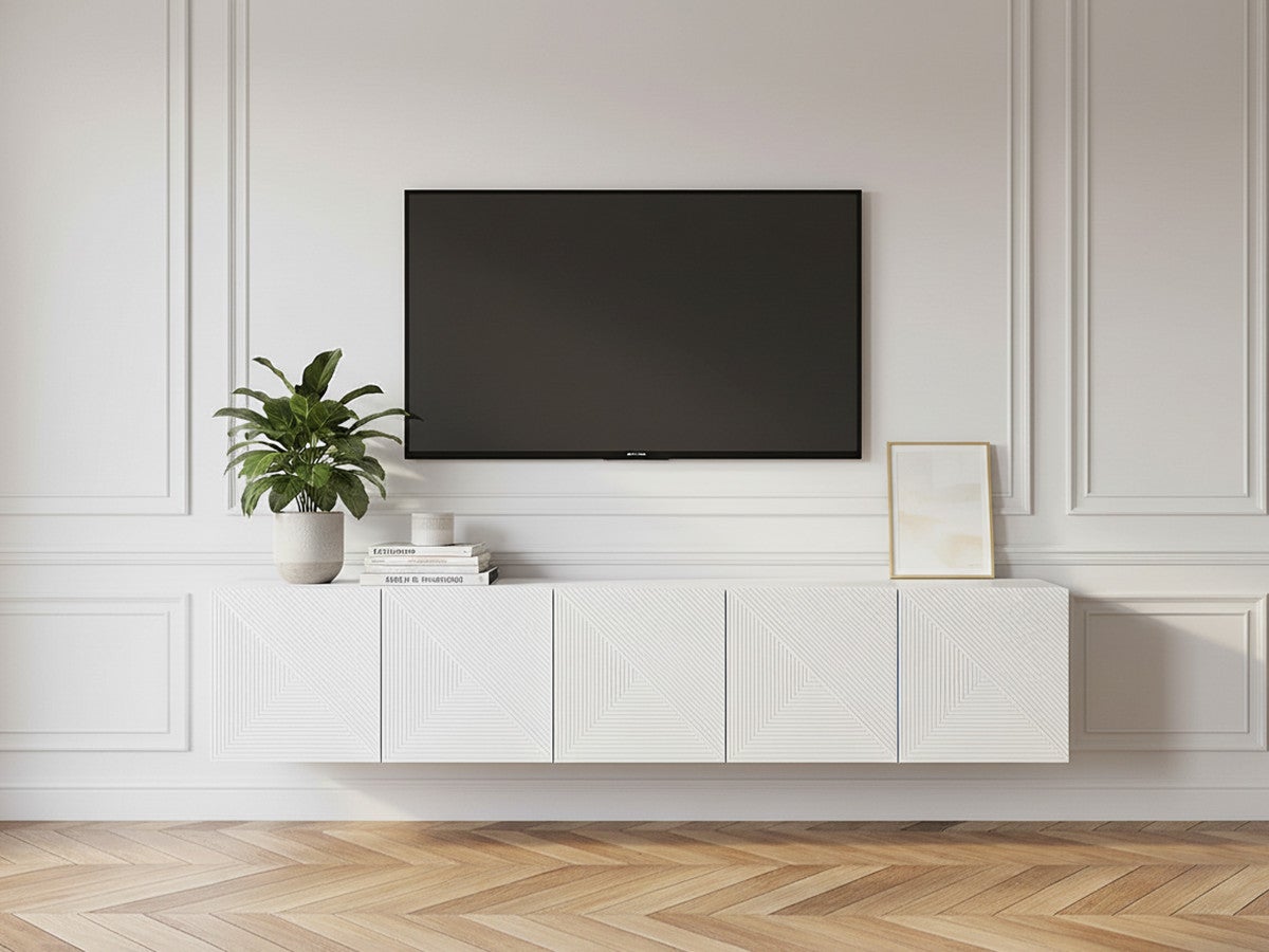 Meuble TV suspendu 200 cm ALICE BOBOCHIC Blanc | Leroy Merlin