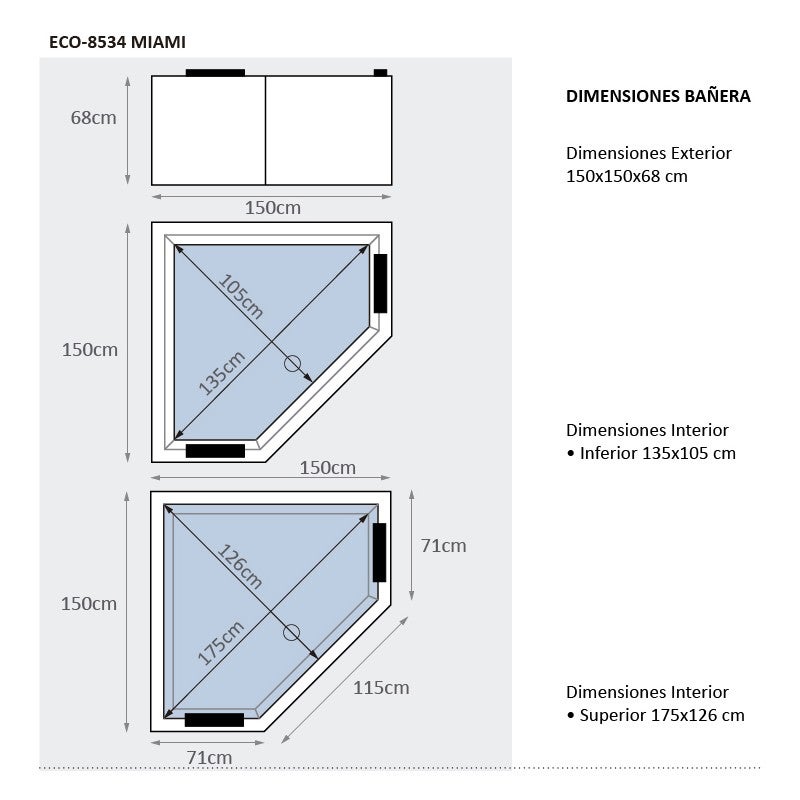 ECODE® Baignoire d'hydromassage 