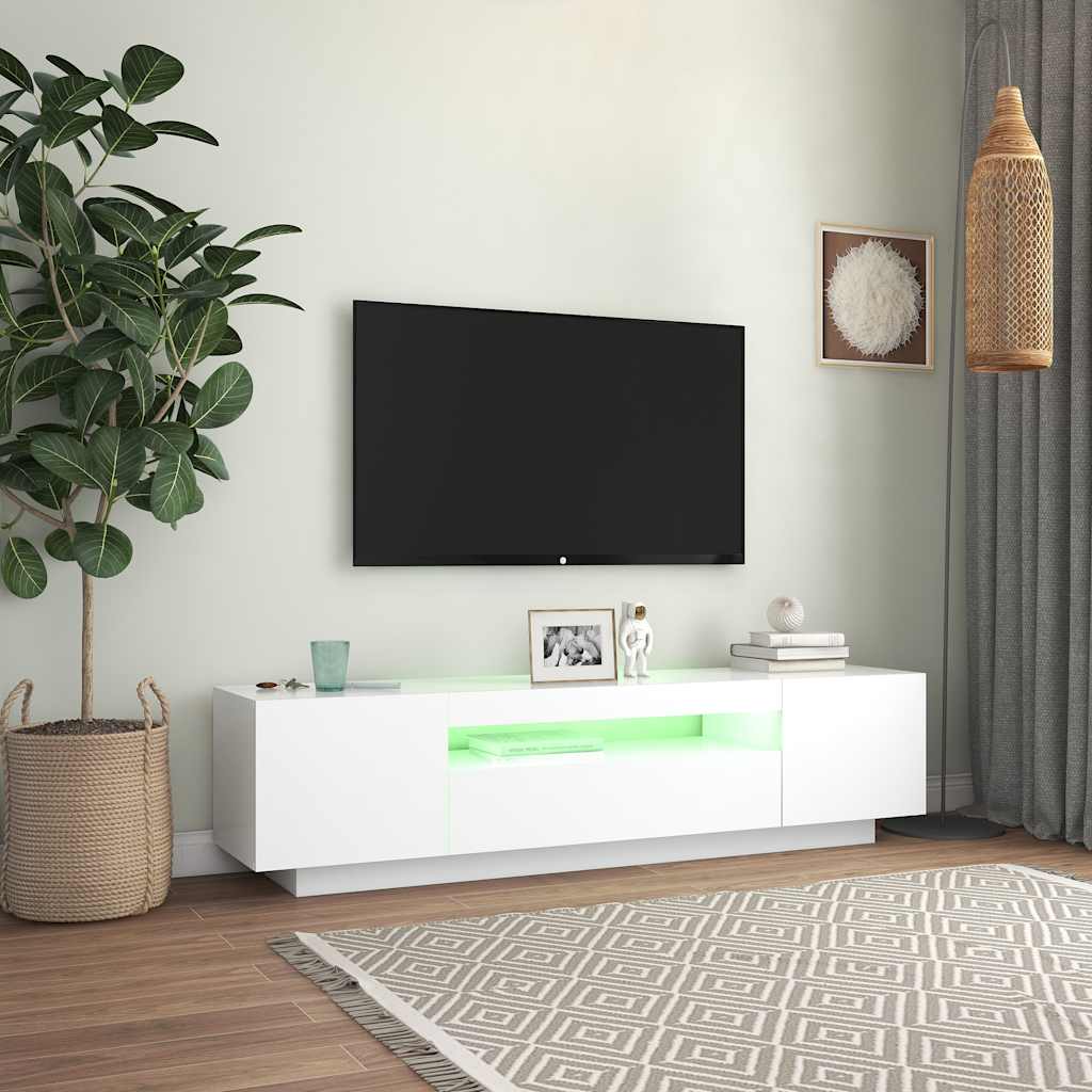 vidaXL Móvel de TV com luzes LED 160x35x40 cm branco - 5