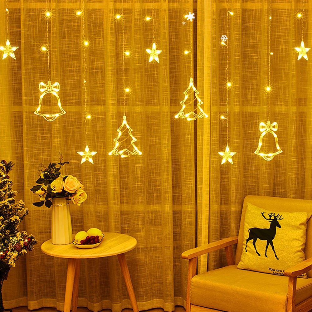 Luzes de fadas de Natal de 3,5 m, cortinas de enfeite, luzes de corda de LED, alce, festival de festa de casamento (branco quente) - 2