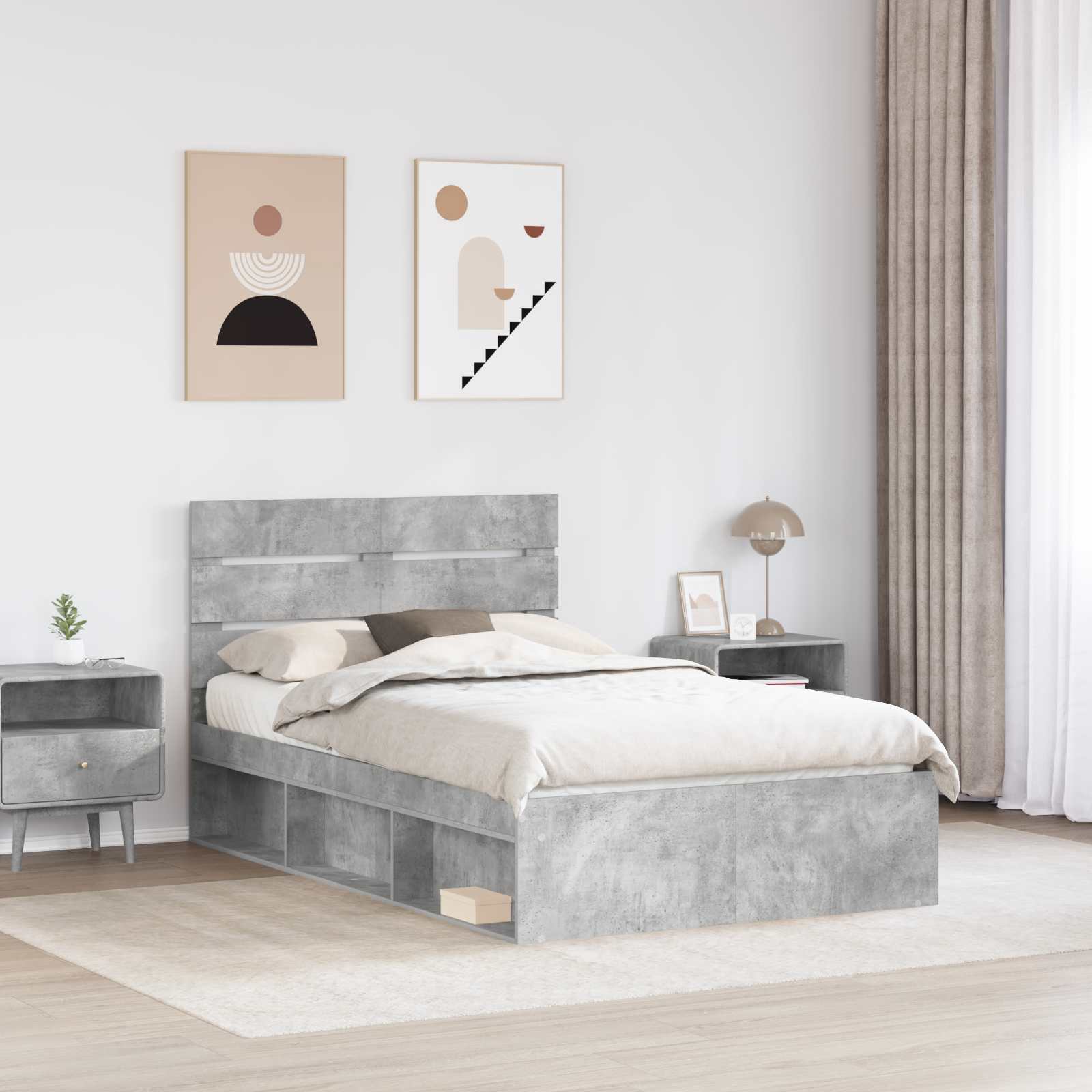 Cadre de lit aspect béton 120 x 190 cm pin massif - 3