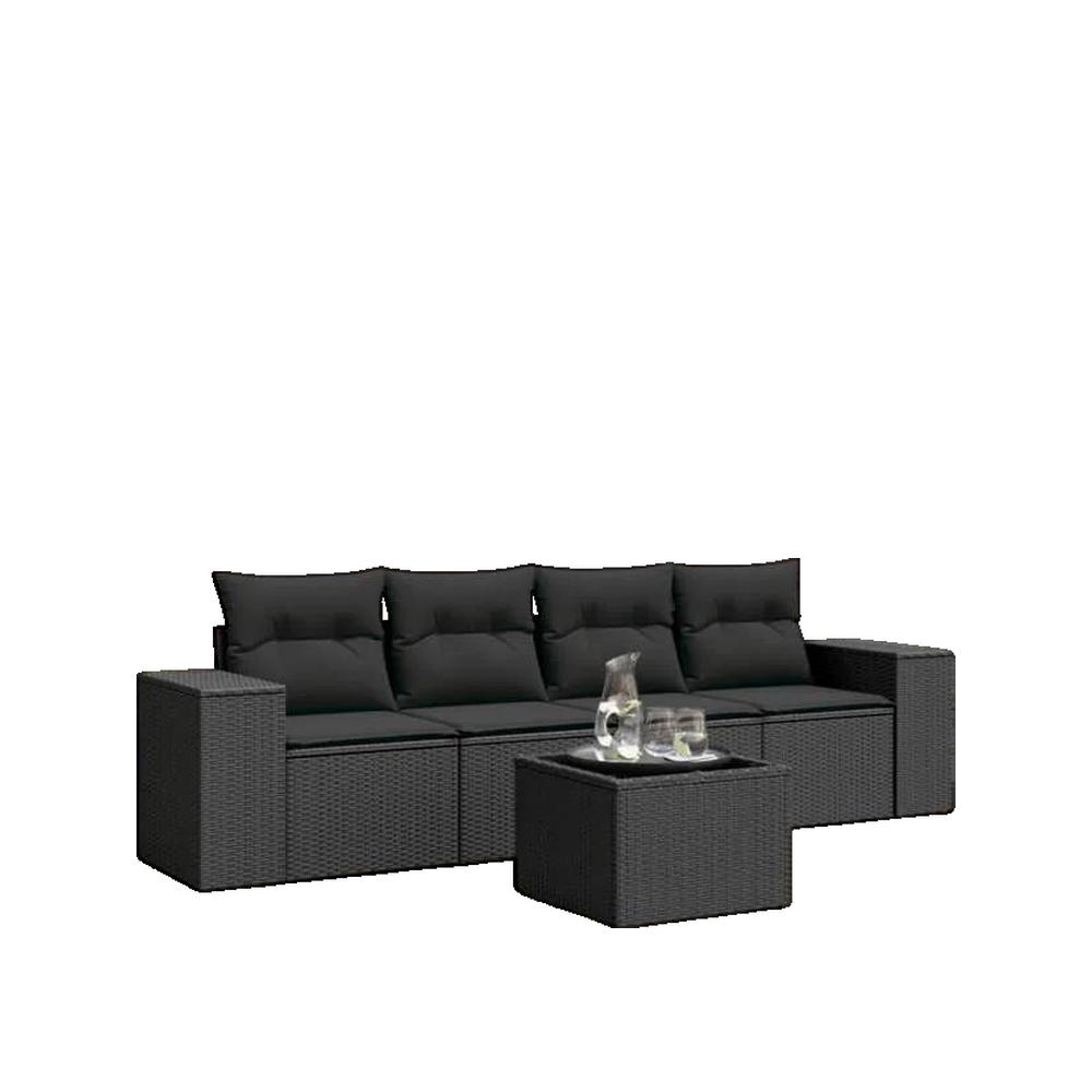 Zestaw mebli ogrodowych vidaXL 5 szt rattan syntetyczny modułowy czarny
