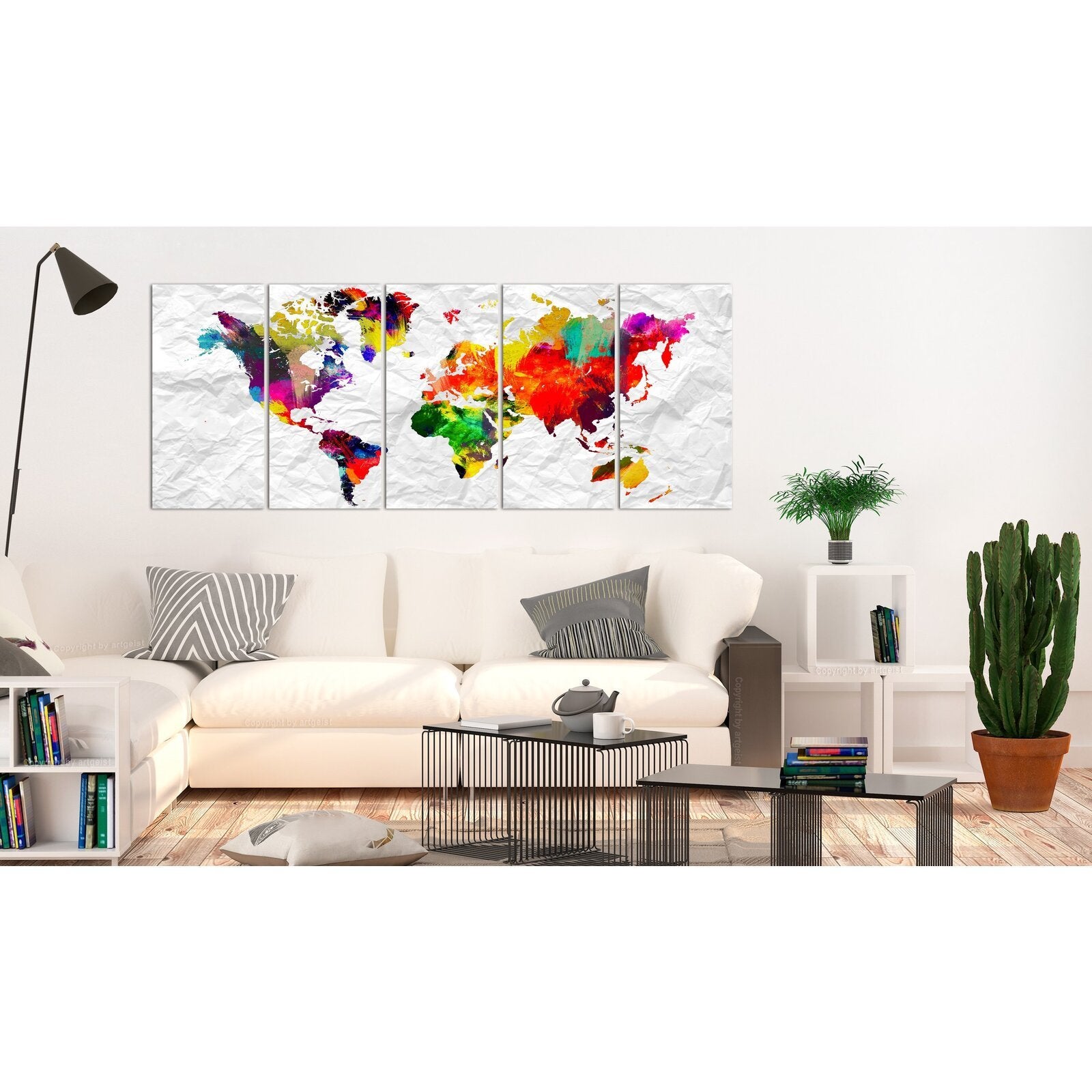 Tableau monde sur papier - 225 x 90 cm - 2