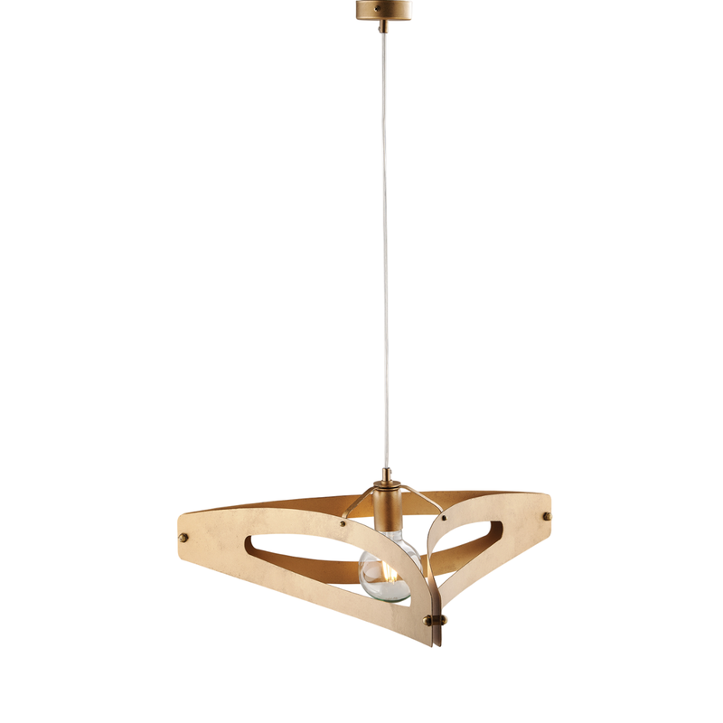 Lampa wisząca Onyx z laserowo ciętym dyfuzorem, czarne lakierowane żelazo, polerowany mosiądz, dekor stare złoto, regulowany kabel, 1 światło