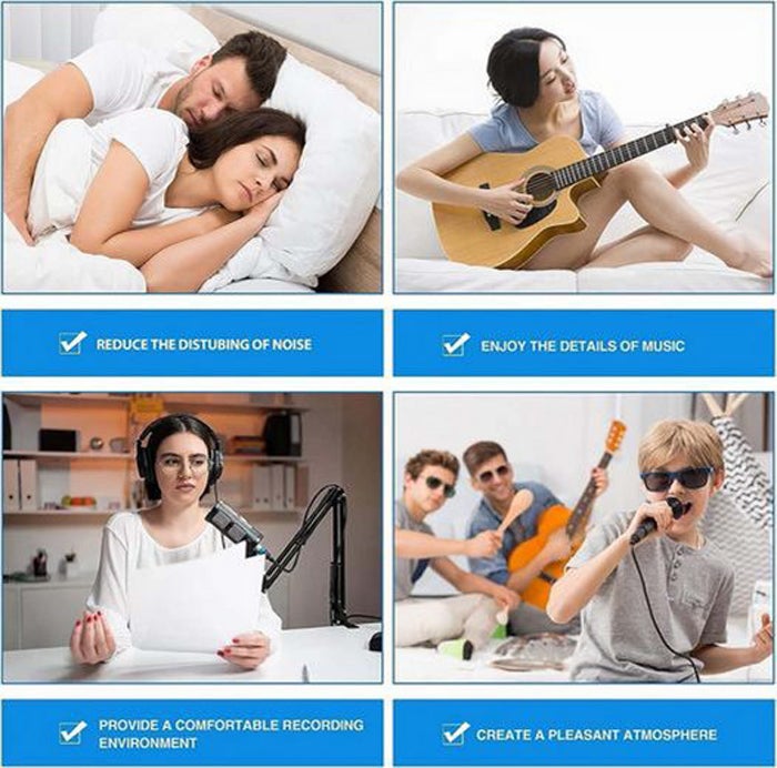 Paquete de 12 paneles acústicos de espuma autoadhesiva a prueba de sonido, panel acústico de sonido de alta densidad, paneles de 30x30x1cm en el hogar - 5