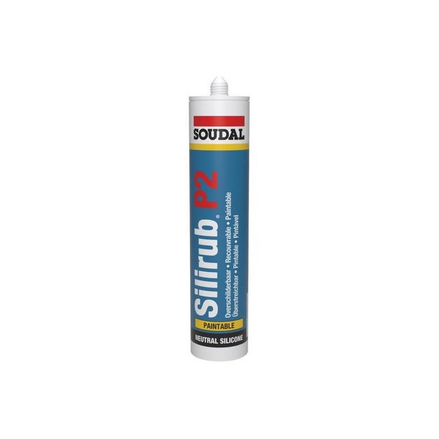Silirub P2 - Mastic silicone neutre construction et vitrage - Soudal - Cartouche de 310 ml Blanc crème
