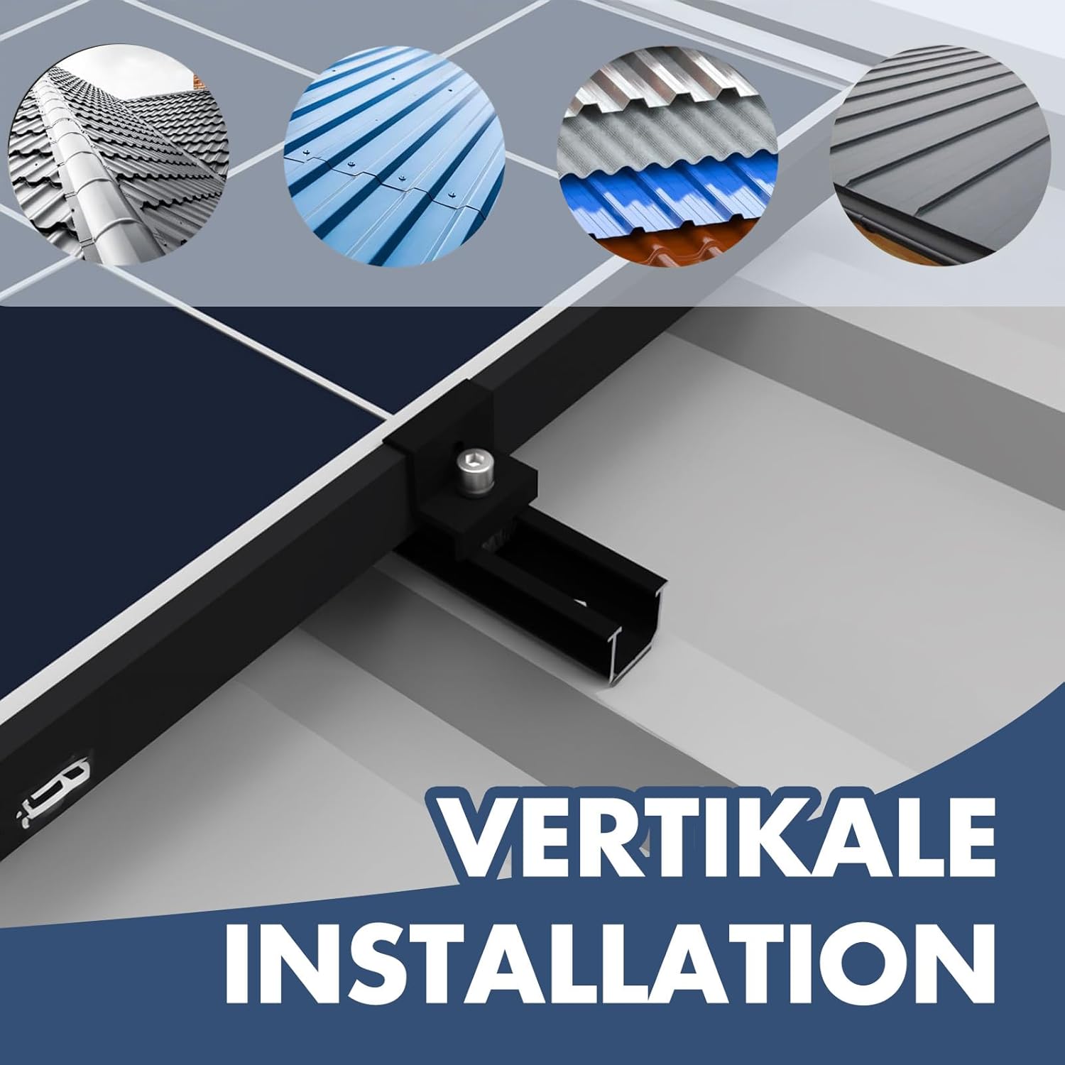 Support de Panneau Solaire, Kit de Montage Solaire, Fixation Panneau Solaire de 30 à 35 mm réglables, Solaire Photovoltaïque pour 2 panneaux,pour Ba - 6