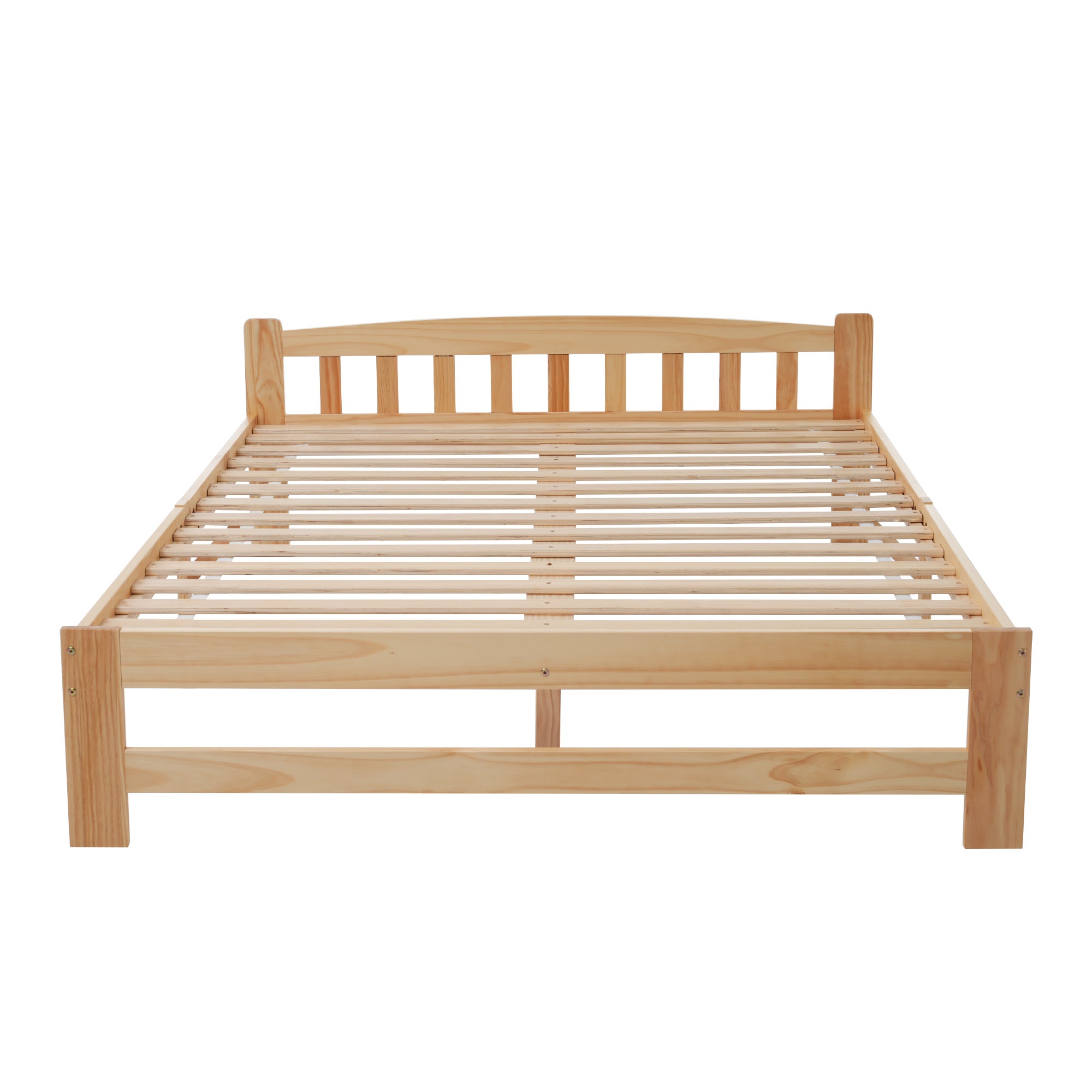 Łóżko z solidnego drewna 140x200 cm - Głowa łóżka i podsprężyna z listewkami - Sosna naturalna - Środkowe nogi dla stabilności - Czaseless design - 9