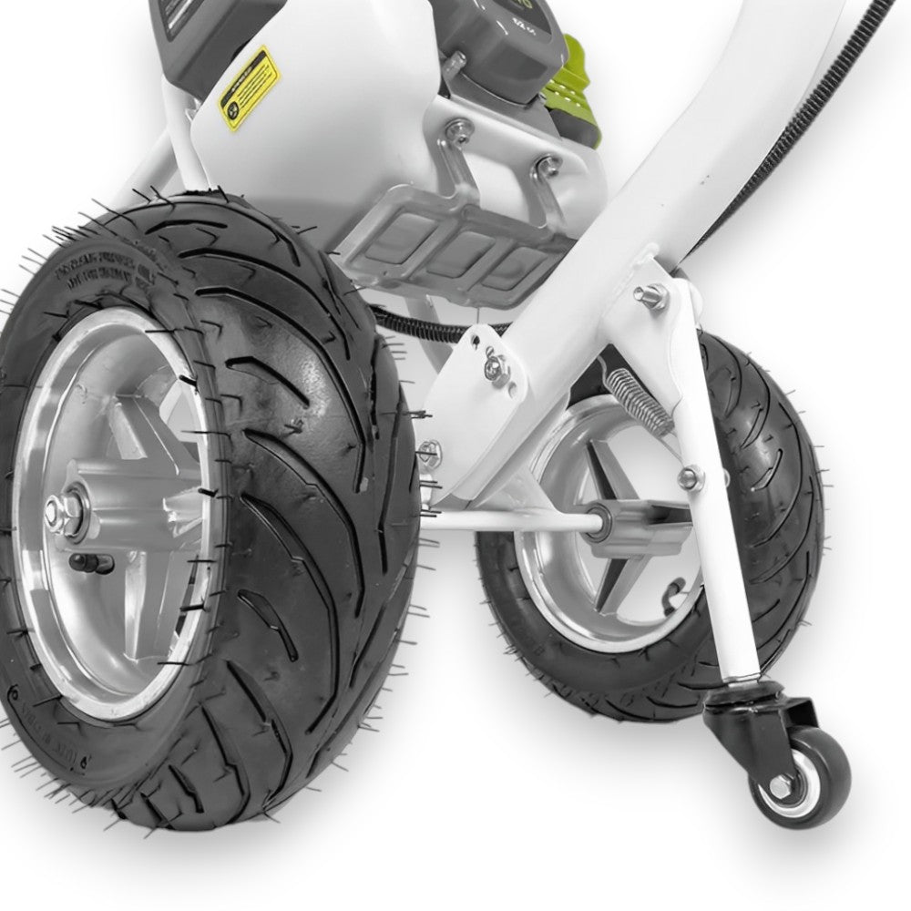 Desbrozadora 52cc 2T motor gasolina con ruedas de acero y disco Rocadora Rodas