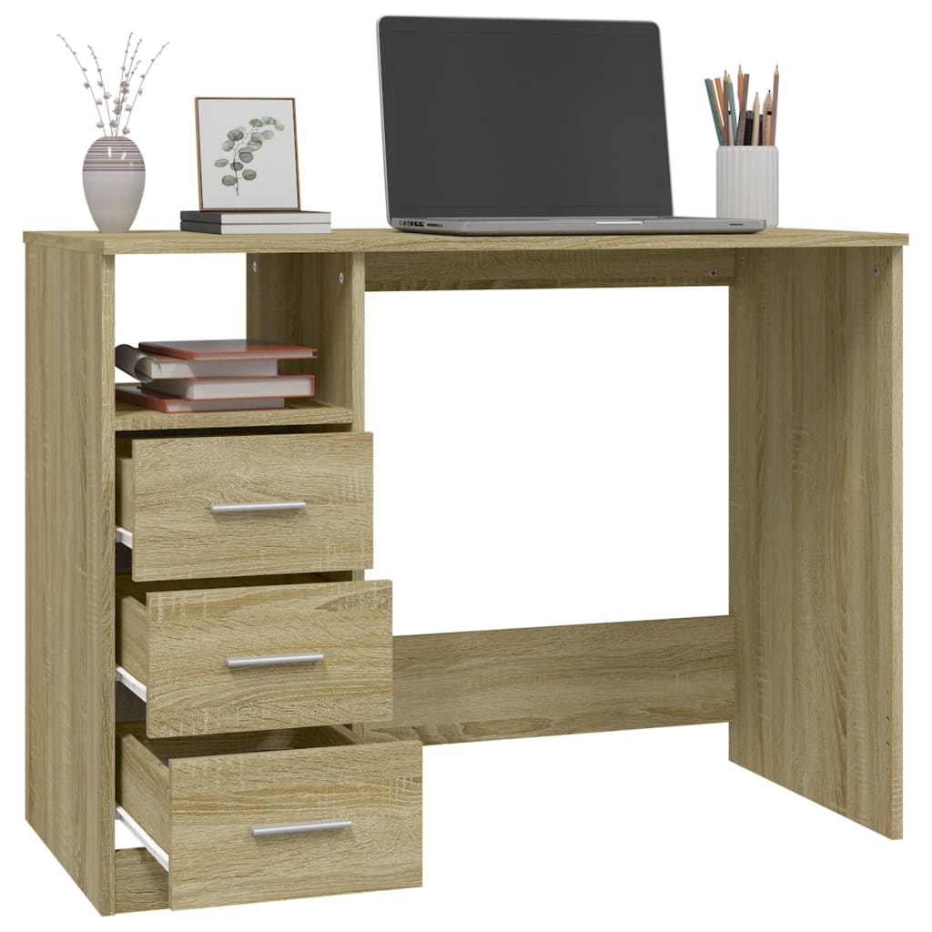 Bureau，Table de travail，Table d'étude avec tiroirs Chêne sonoma 102x50x76 cm Bois d'ingénierie CWV80098 - 5