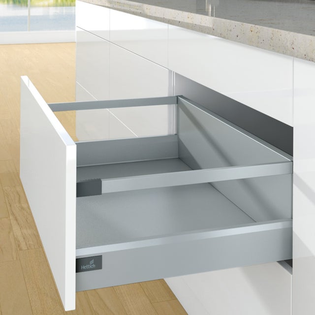 Kit tiroir casserolier avec bandeaux - hauteur 94 mm - arcitech - Décor : Anthracite - Longueur : 550 mm - HETTICH