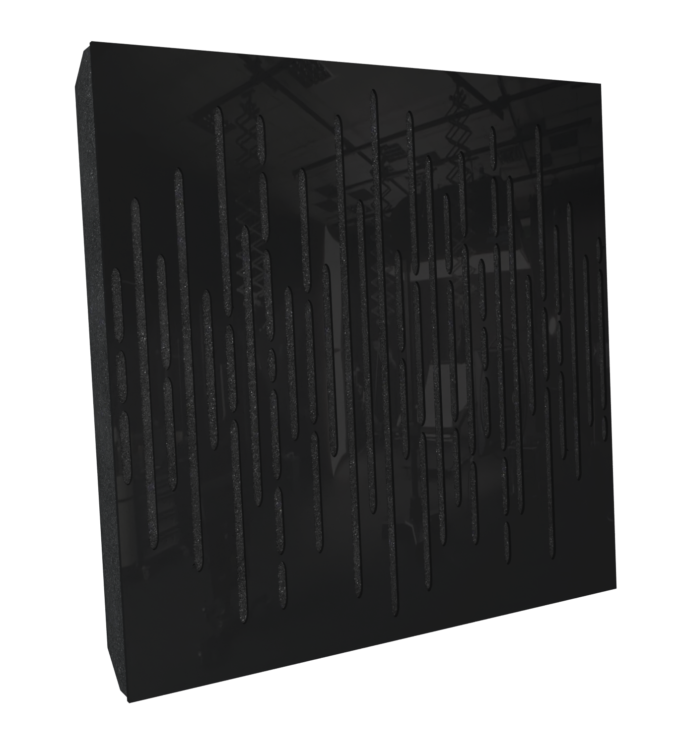 Lot de 4 Panneaux acoustiques insonorisants WAVE 50x50x5 cm - 1 m² surf.totale - Plastique perforé et mousse acoustique - Noir brilliant - 2