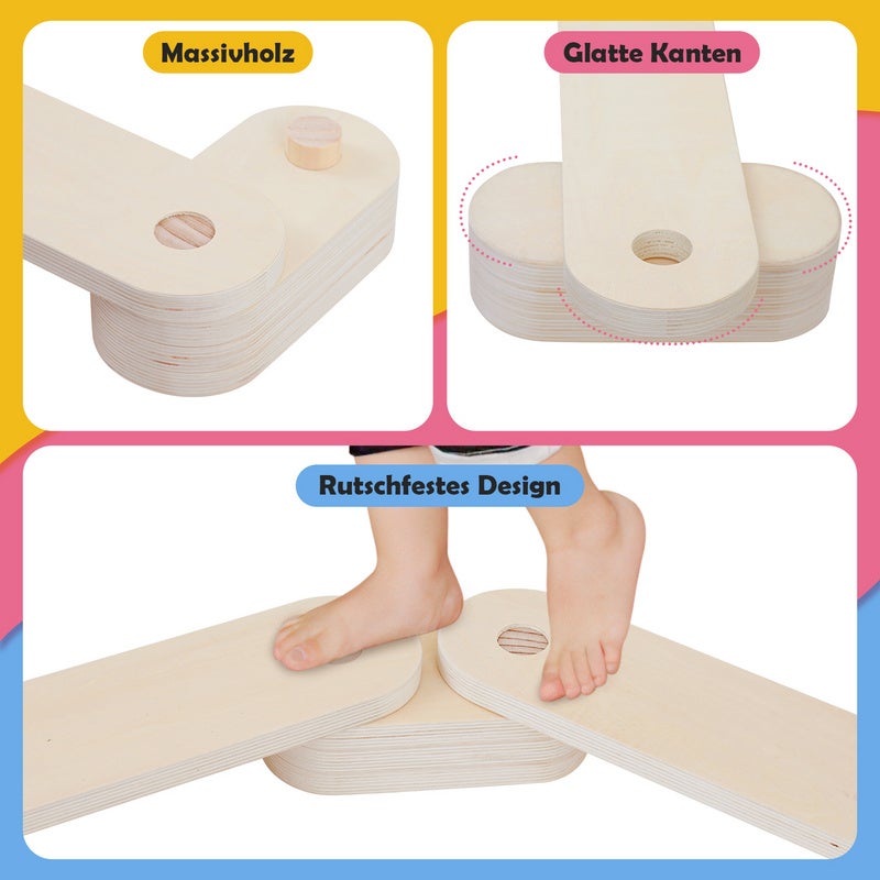 Planche d'equilibre pour enfants d'équilibre en bois pour l'entraînement de la coordination Extérieur&Intérieur Planche 70*10*1.8 cm - 4