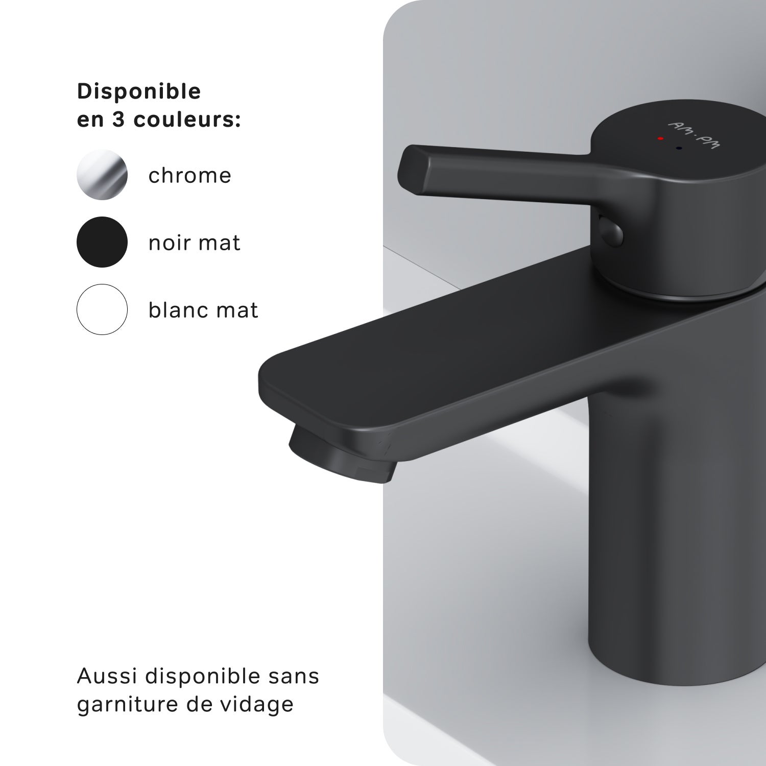 Mitigeur de Lavabo, Robinet de Lavabo avec bonde clic clac, Robinet de lave-mains, Noir, taille S, FXB82122, AM.PM - 6