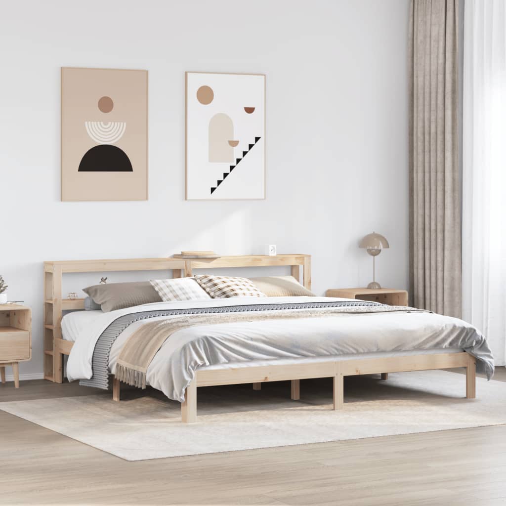Rama łóżka z wezgłowiem, 200x200 cm, lite drewno sosnowe vidaXL