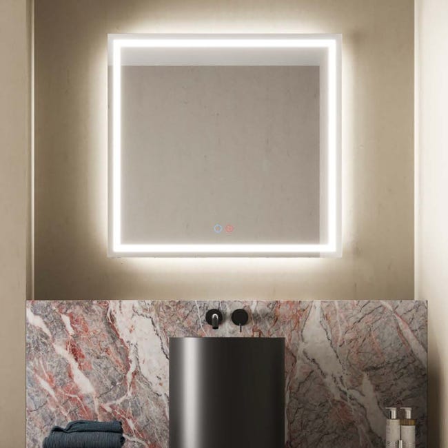 LEDIMEX - Espejo Retroiluminado 80x80cm con Luz LED y Antivaho para ...