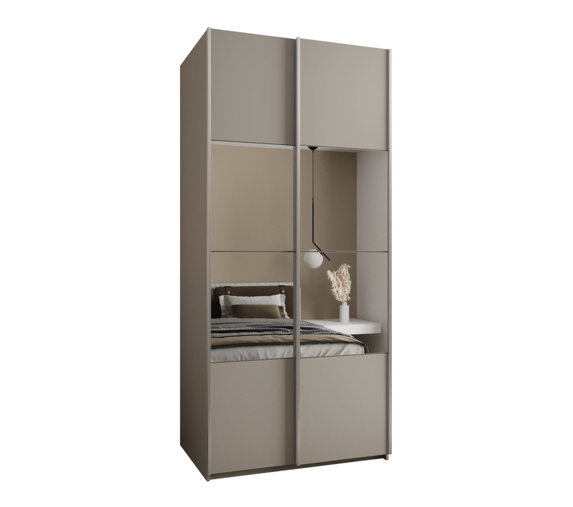 Szafa przesuwna wysoka Lux 4 100 x 64 x 245,5 cm kaszmir + kaszmir + u. srebrny - Abiks Meble