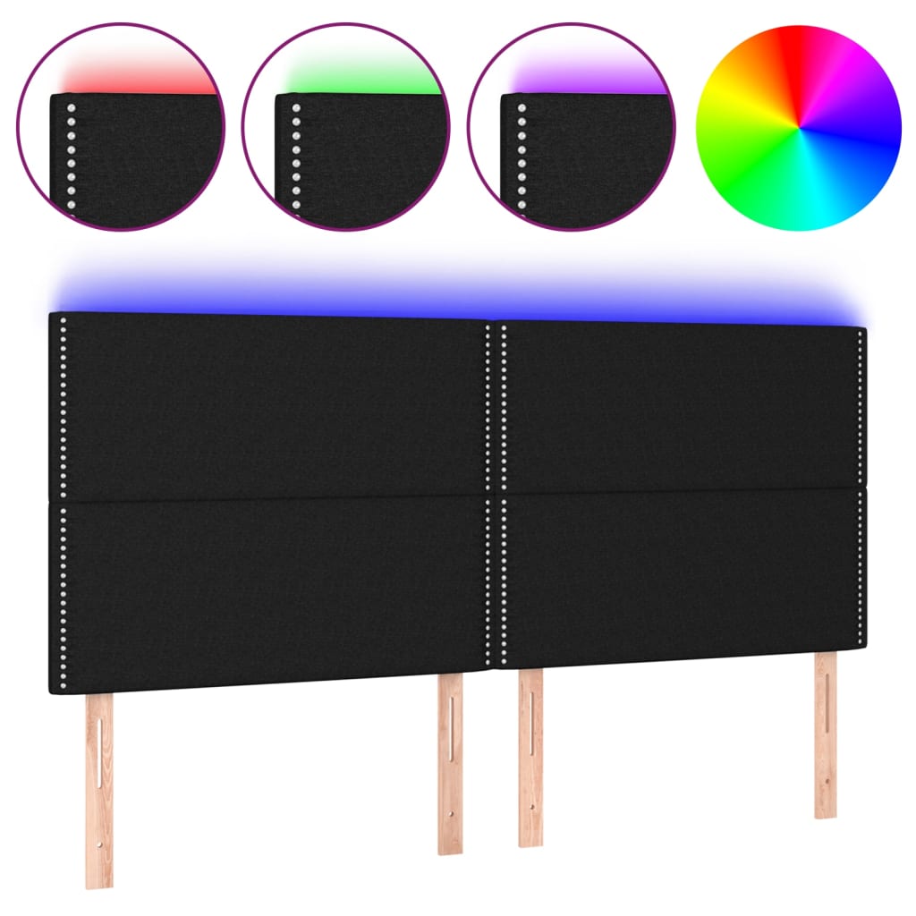 Maison Exclusive - Tête de lit à LED Noir 160x5x118/128 cm Tissu - 2