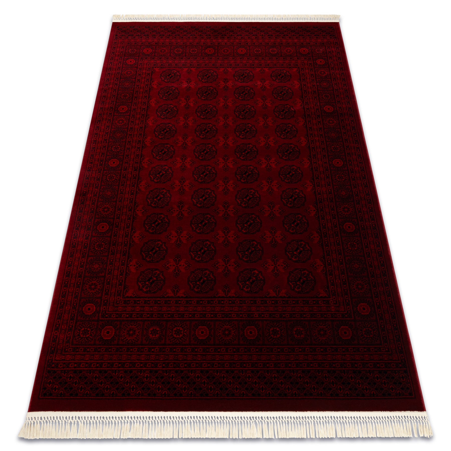 Dywan ORIENT 6889 bordo / czarny Buchara, ramka, orientalny, z frędzlami 200x290 cm