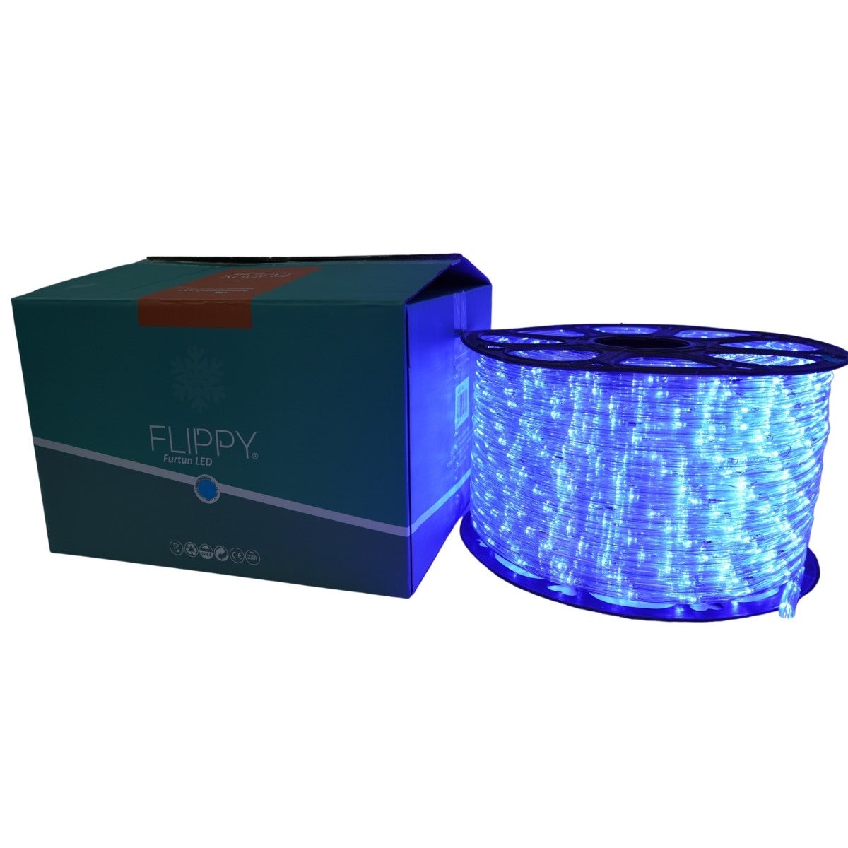 Furtun luminos Craciun 10 m, 240 LED-uri, albastru, Flippy